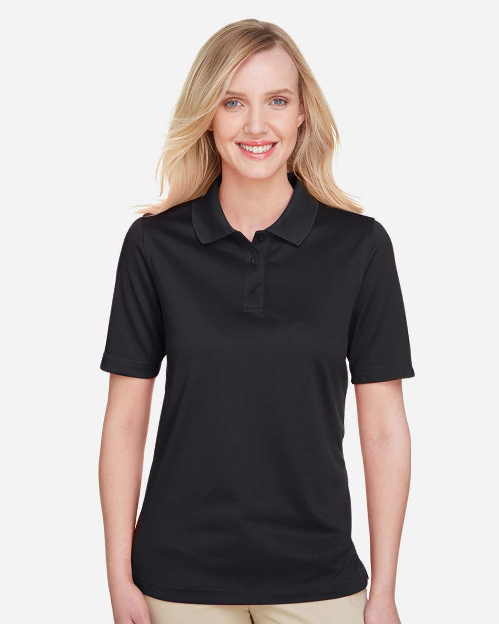 Harriton M348W, 13856 Women's Advantage Snag Protection Plus Polo, Black