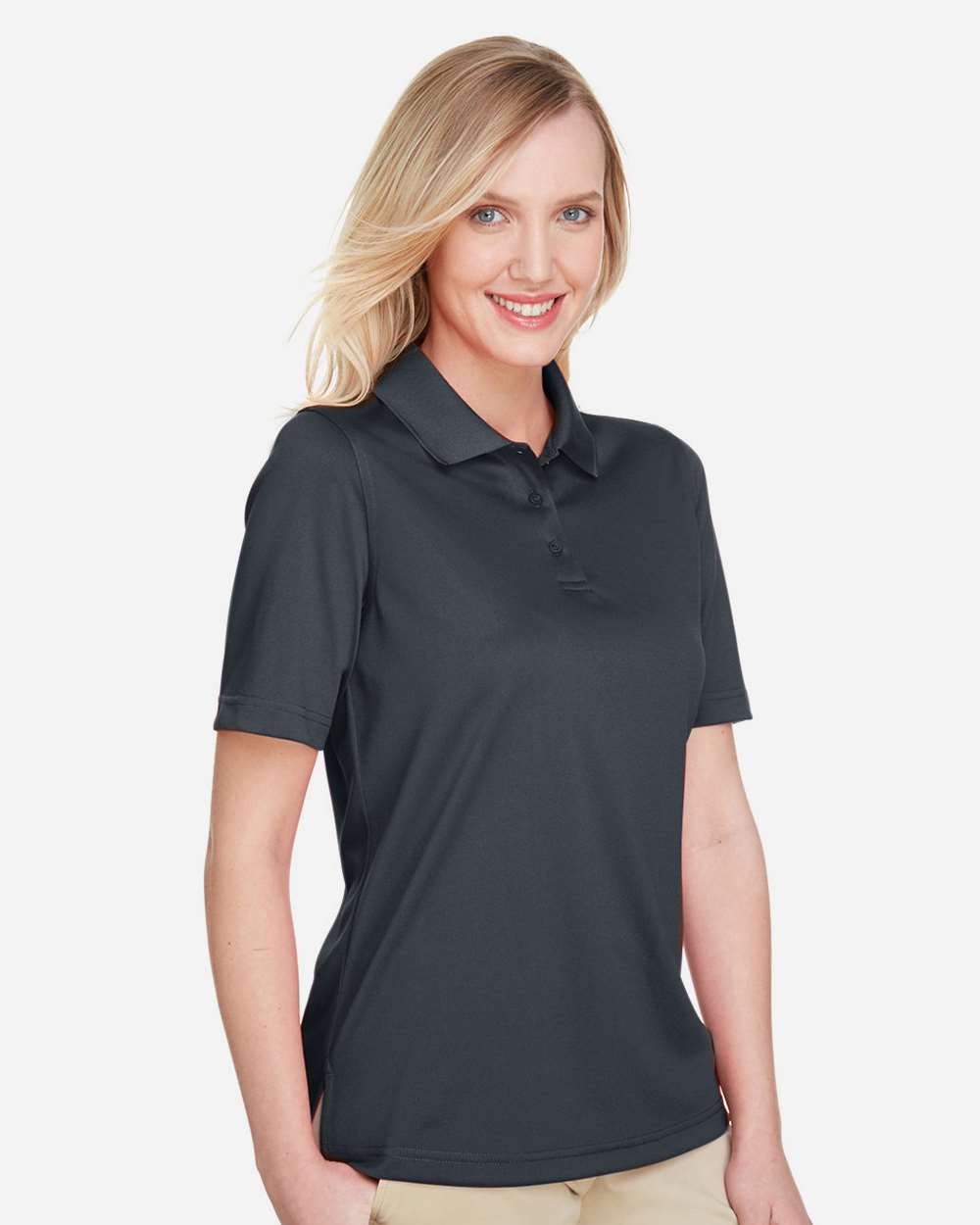 Harriton M348W, 13856 Women's Advantage Snag Protection Plus Polo, Dark Charcoal