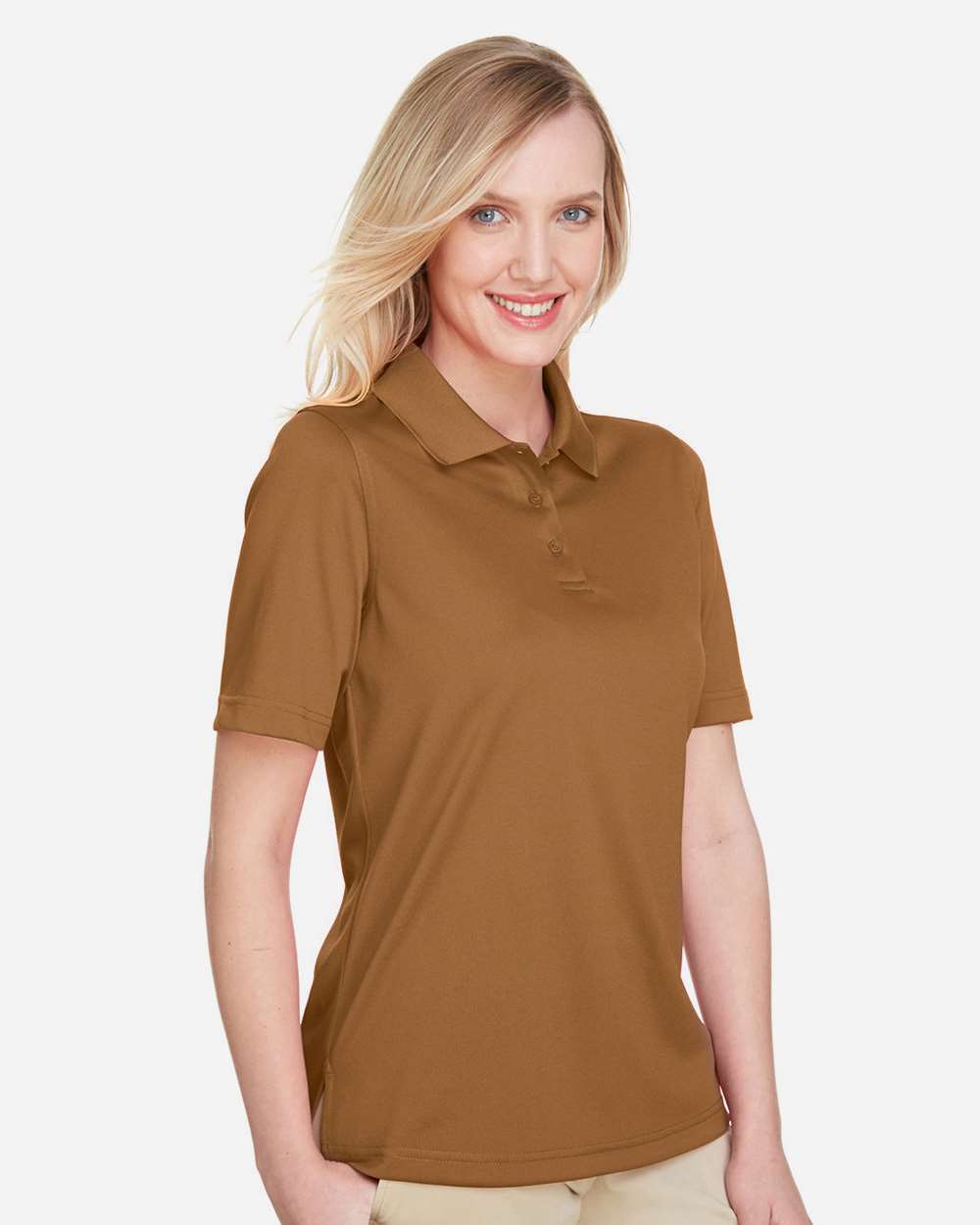 Harriton M348W, 13856 Women's Advantage Snag Protection Plus Polo, Duck Brown