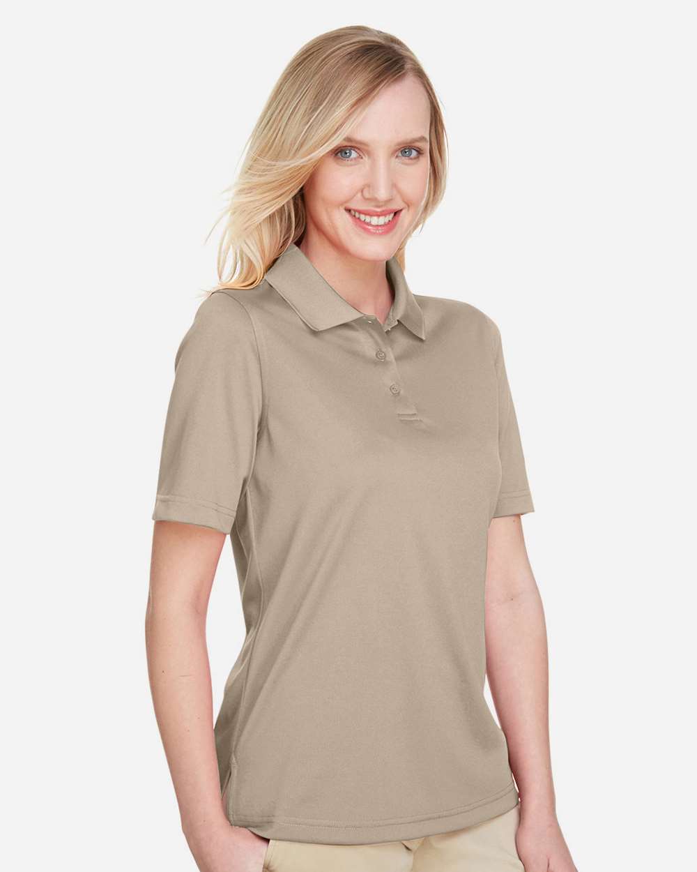 Harriton M348W, 13856 Women's Advantage Snag Protection Plus Polo, Khaki