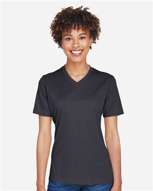 Team 365 TT11HW, Women's Sonic Heather Performance T-shirt, Black Heather