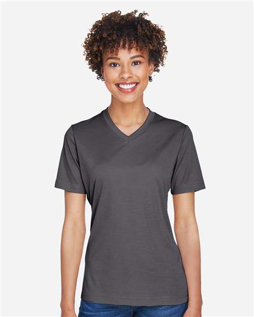 Team 365 TT11HW, Women's Sonic Heather Performance T-shirt, Dark Grey Heather