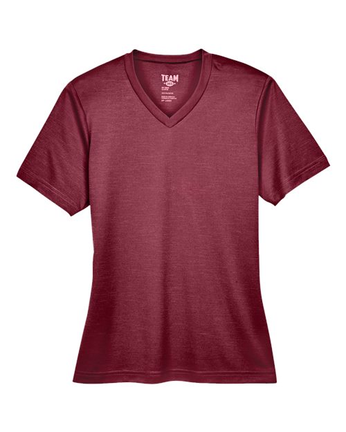 Team 365 TT11HW, Women's Sonic Heather Performance T-shirt, Sport Maroon Heather