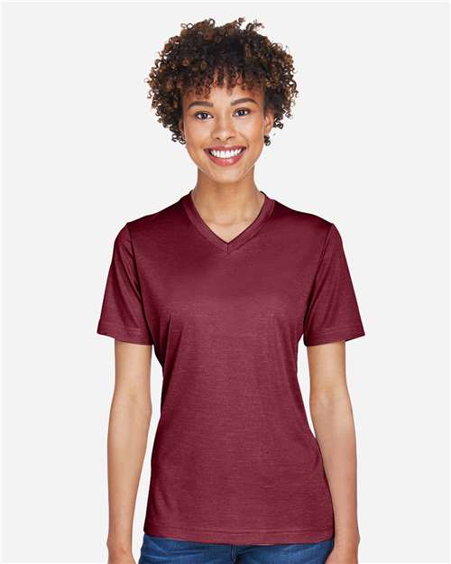 Team 365 TT11HW, Women's Sonic Heather Performance T-shirt, Sport Maroon Heather