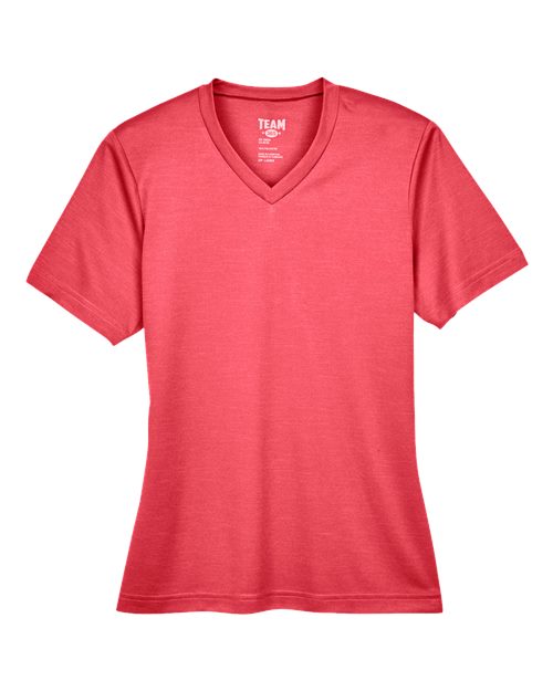 Team 365 TT11HW, Women's Sonic Heather Performance T-shirt, Sport Red Heather