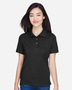 Harriton M265W, 13861 Women's Easy Blend Polo, Black