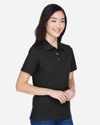 Harriton M265W, 13861 Women's Easy Blend Polo, Black