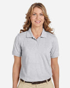 Harriton M265W, 13861 Women's Easy Blend Polo, Grey Heather