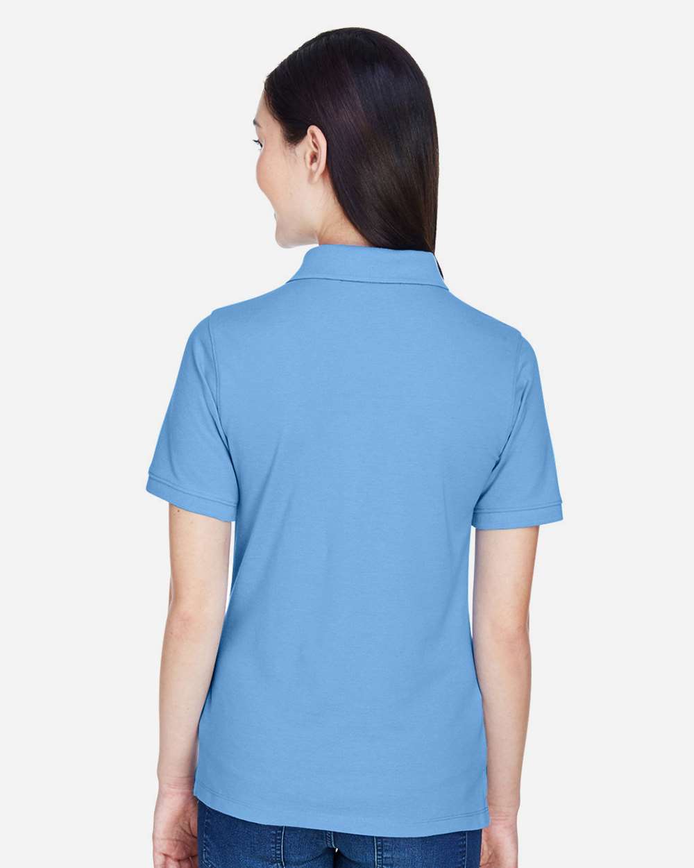 Harriton M265W, 13861 Women's Easy Blend Polo, Light College Blue