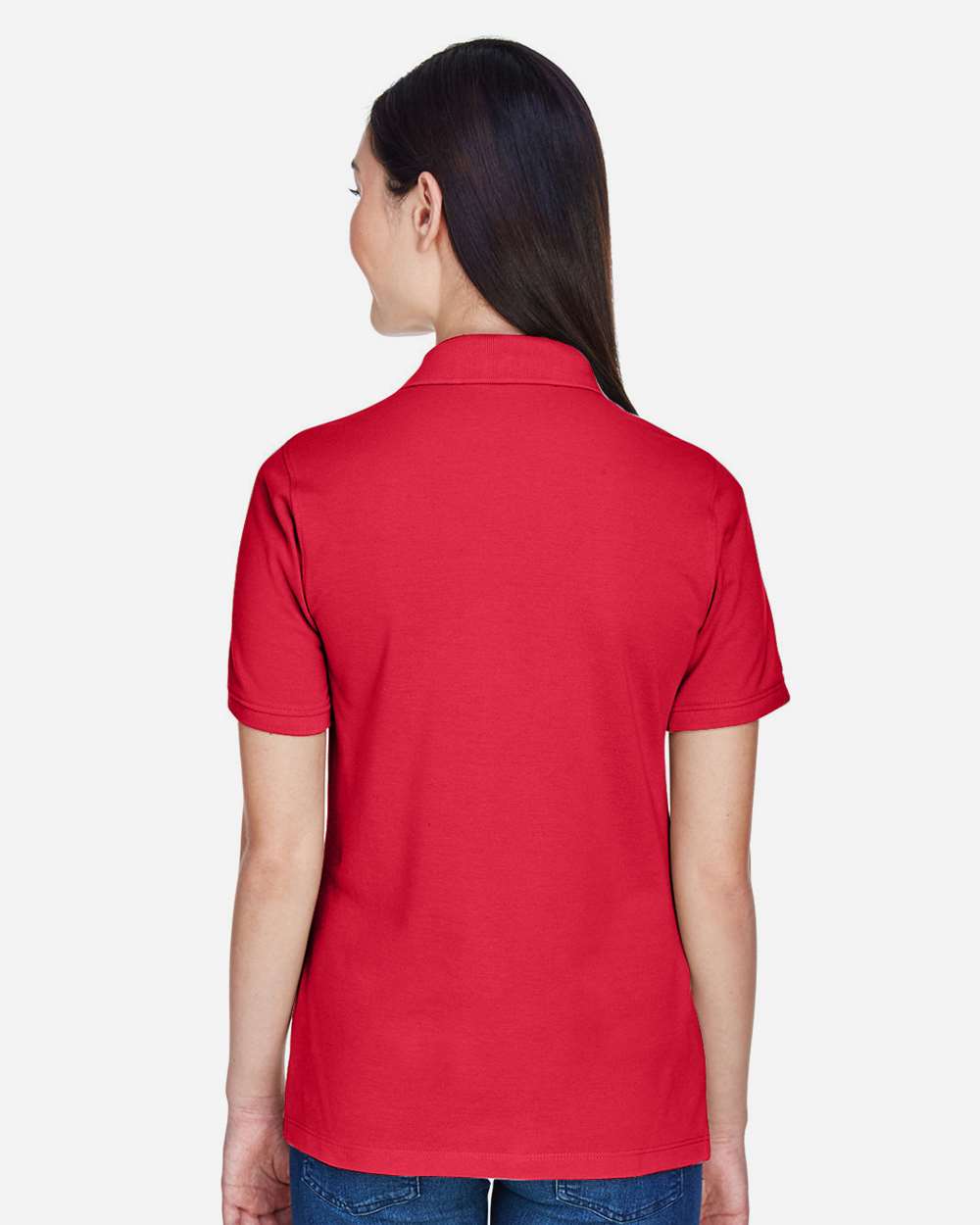 Harriton M265W, 13861 Women's Easy Blend Polo, Red