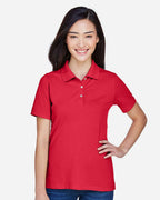 Harriton M265W, 13861 Women's Easy Blend Polo, Red
