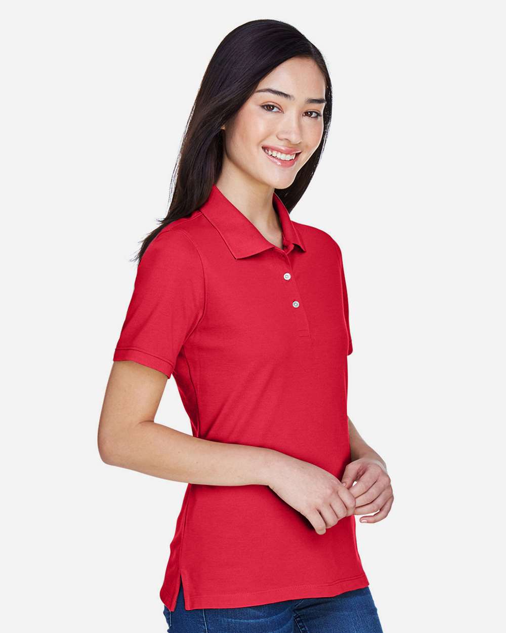 Harriton M265W, 13861 Women's Easy Blend Polo, Red