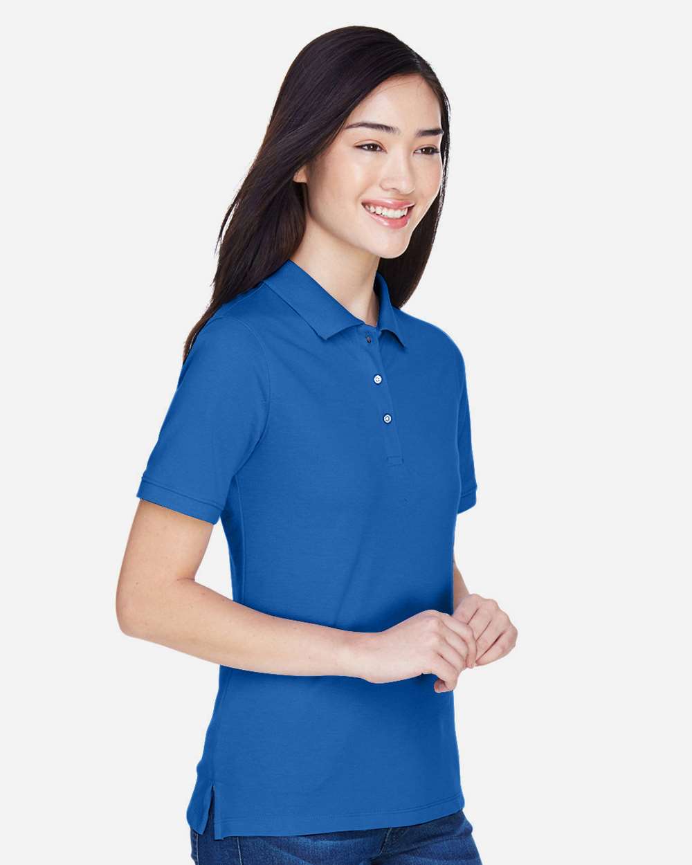 Harriton M265W, 13861 Women's Easy Blend Polo, True Royal