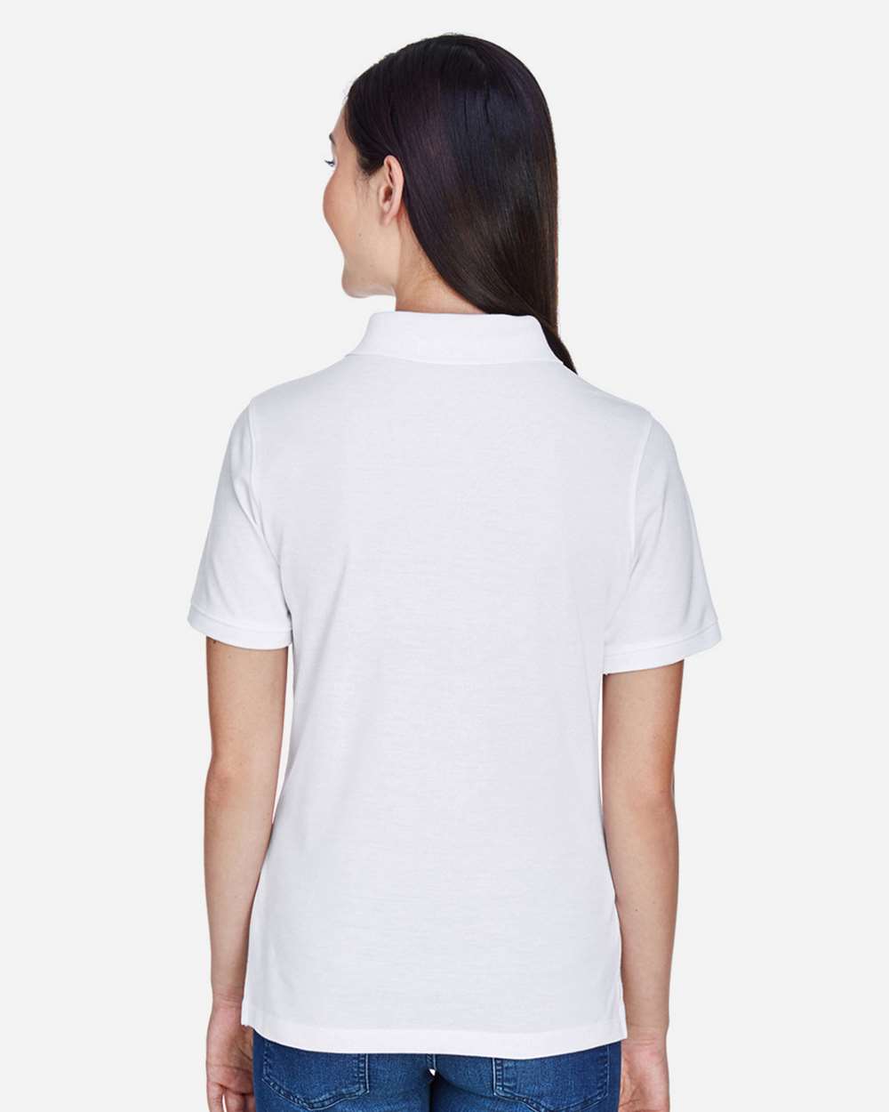 Harriton M265W, 13861 Women's Easy Blend Polo, White