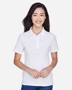 Harriton M265W, 13861 Women's Easy Blend Polo, White