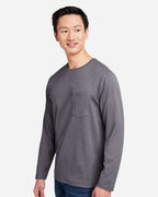 Harriton M118L, 13866 Unisex Charge Snag And Soil Protect Long Sleeve T-shirt, Dark Charcoal