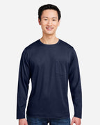 Harriton M118L, 13866 Unisex Charge Snag And Soil Protect Long Sleeve T-shirt, Dark Navy