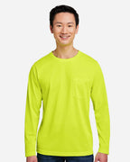 Harriton M118L, 13866 Unisex Charge Snag And Soil Protect Long Sleeve T-shirt, Safety Yellow