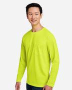 Harriton M118L, 13866 Unisex Charge Snag And Soil Protect Long Sleeve T-shirt, Safety Yellow