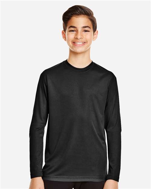 Team 365 TT11YL, Youth Zone Performance Long Sleeve T-shirt, Black