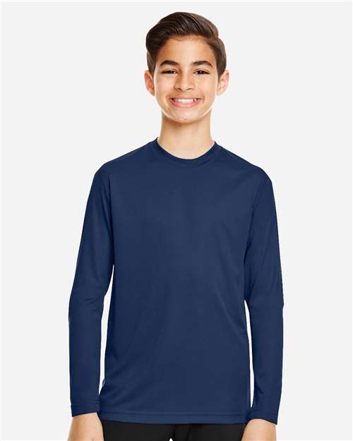 Team 365 TT11YL, Youth Zone Performance Long Sleeve T-shirt, Sport Dark Navy