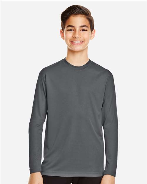 Team 365 TT11YL, Youth Zone Performance Long Sleeve T-shirt, Sport Graphite