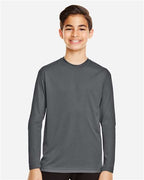 Team 365 TT11YL, Youth Zone Performance Long Sleeve T-shirt, Sport Graphite