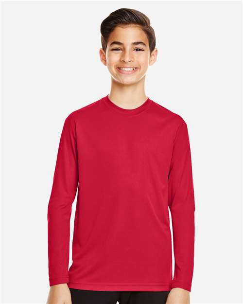 Team 365 TT11YL, Youth Zone Performance Long Sleeve T-shirt, Sport Red