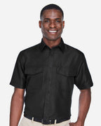 Harriton 13873, M580 Men's Key West Short Sleeve Performance Staff Shirt, Black