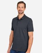 Harriton M205, 13877 Men's Valiant Cotton Snag Protect Polo, Dark Charcoal