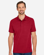 Harriton M205, 13877 Men's Valiant Cotton Snag Protect Polo, Red