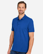 Harriton M205, 13877 Men's Valiant Cotton Snag Protect Polo, True Royal