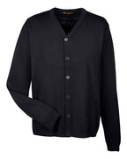Harriton M425, 13879 Men's Pilbloc V-neck Button Cardigan Sweater, Black