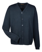 Harriton M425, 13879 Men's Pilbloc V-neck Button Cardigan Sweater, Dark Navy