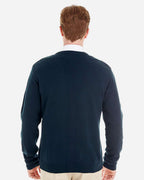 Harriton M425, 13879 Men's Pilbloc V-neck Button Cardigan Sweater, Dark Navy