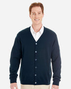 Harriton M425, 13879 Men's Pilbloc V-neck Button Cardigan Sweater, Dark Navy