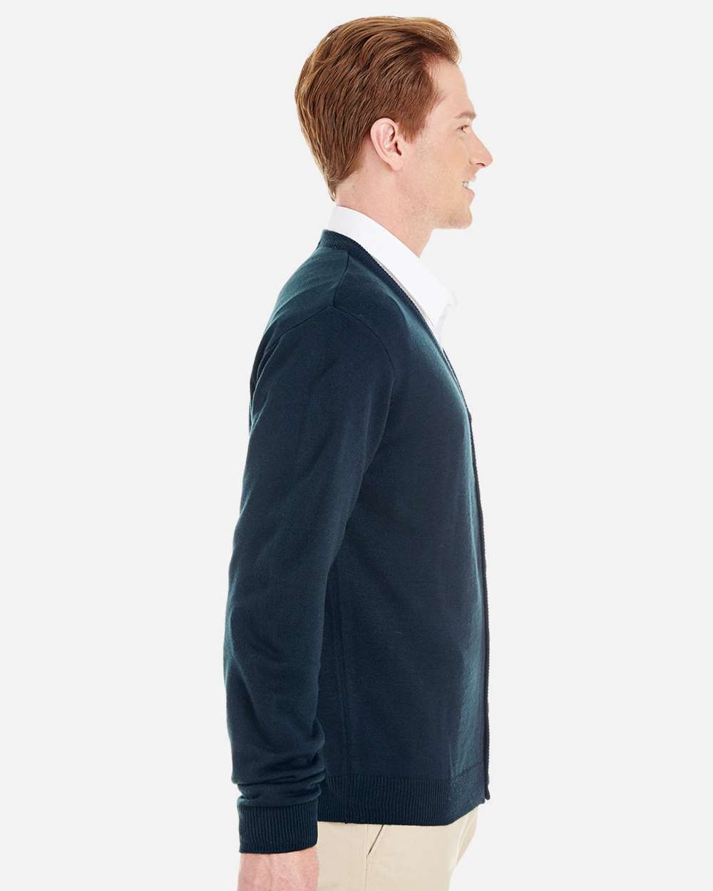 Harriton M425, 13879 Men's Pilbloc V-neck Button Cardigan Sweater, Dark Navy