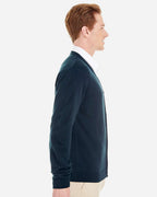 Harriton M425, 13879 Men's Pilbloc V-neck Button Cardigan Sweater, Dark Navy