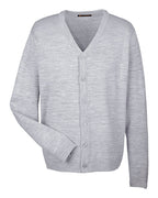 Harriton M425, 13879 Men's Pilbloc V-neck Button Cardigan Sweater, Grey Heather