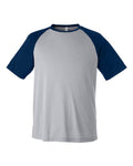 Team 365 TT62, Unisex Zone Colorblock Raglan T-shirt, Athletic Heather/ Sport Dark Navy