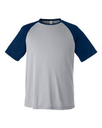 Team 365 TT62, Unisex Zone Colorblock Raglan T-shirt, Athletic Heather/ Sport Dark Navy