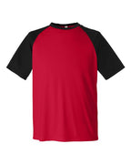 Team 365 TT62, Unisex Zone Colorblock Raglan T-shirt, Sport Red/ Black Heather