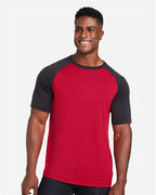 Team 365 TT62, Unisex Zone Colorblock Raglan T-shirt, Sport Red/ Black Heather