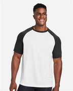 Team 365 TT62, Unisex Zone Colorblock Raglan T-shirt, White/ Black Heather