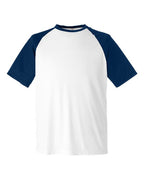 Team 365 TT62, Unisex Zone Colorblock Raglan T-shirt, White/ Sport Dark Navy Heather