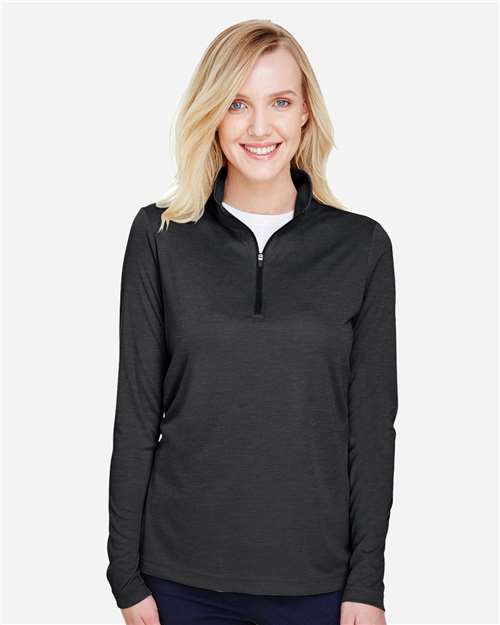 Team 365 TT31HW, Women's Zone Sonic Heather Performance Quarter-zip Pullover, Black Heather
