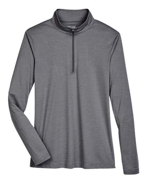 Team 365 TT31HW, Women's Zone Sonic Heather Performance Quarter-zip Pullover, Dark Grey Heather