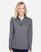 Team 365 TT31HW, Women's Zone Sonic Heather Performance Quarter-zip Pullover, Dark Grey Heather