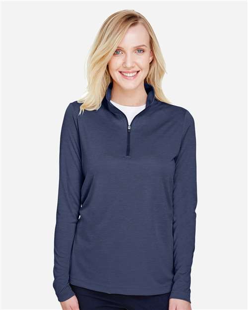 Team 365 TT31HW, Women's Zone Sonic Heather Performance Quarter-zip Pullover, Sport Dark Navy Heather