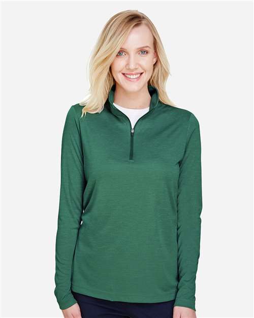 Team 365 TT31HW, Women's Zone Sonic Heather Performance Quarter-zip Pullover, Sport Forest Heather